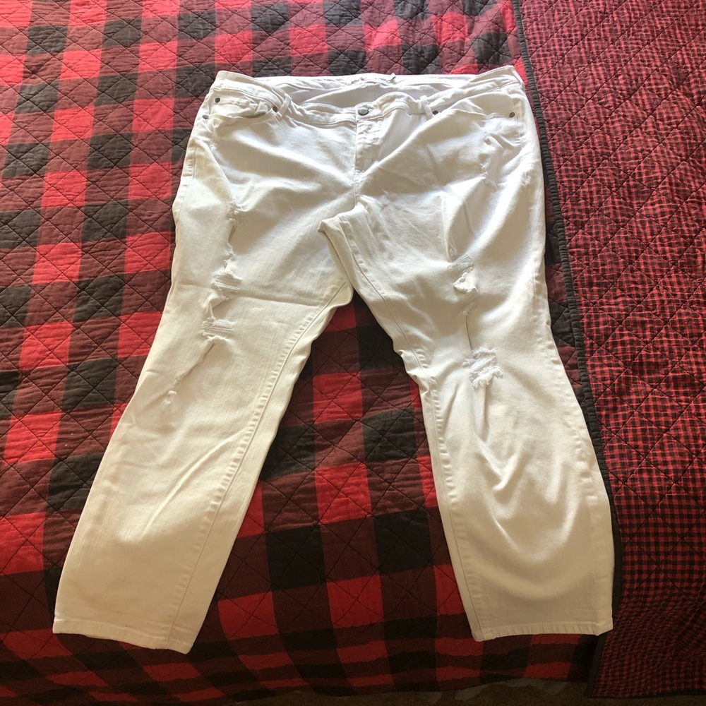 White ripped jeans